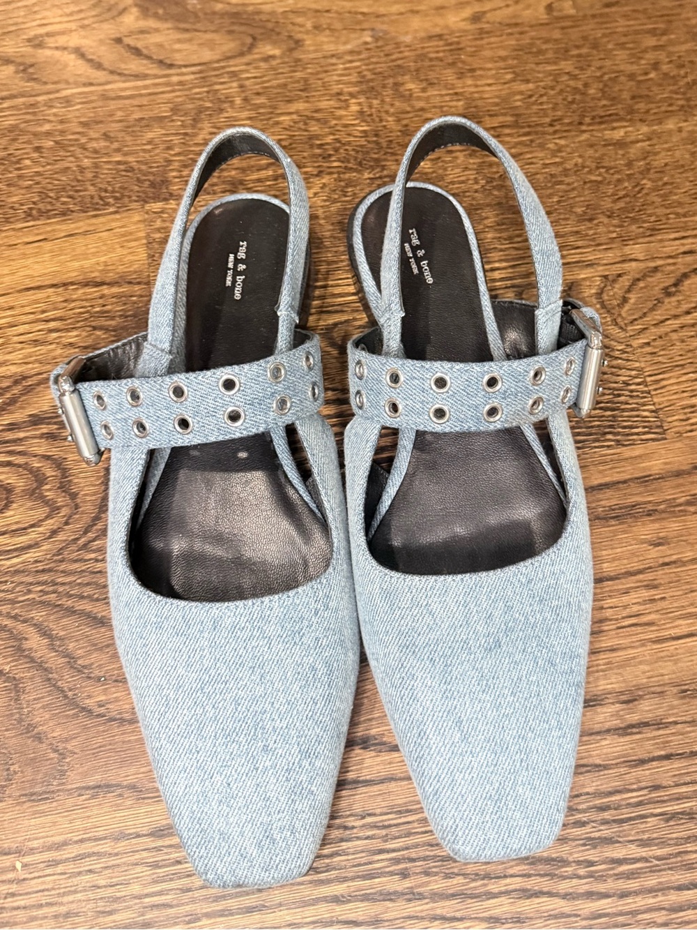 Rag & Bone Denim Slingback Mary Jane Flats EU 38.5 - Picture 2 of 5